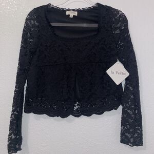 Coquette Cottagecore Fairycore NWT La Peche M Medium Black Lace Lacey Top